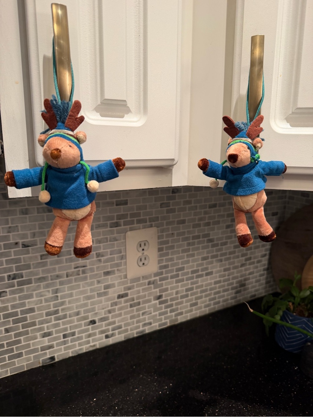 Pair Bath & Body Works Tassel Reindeer Plush Ornaments